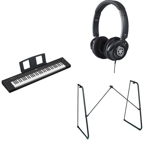 Yamaha NP-35 Piaggero Digital Keyboard with 76 Graded Soft-Touch Sensitive Keys bundled with HPH-150 Headphones, L-2C Keyboard Stand