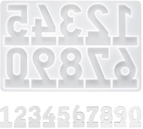 Stampi in Silicone per Resina, Numeri 0-9 Stampo per Candele in Resina Epossidica, Stampo in Silicone Portacandele, Stampo Silicone Resina per Colata Candele di Compleanno Numeri Gesso (0-9)