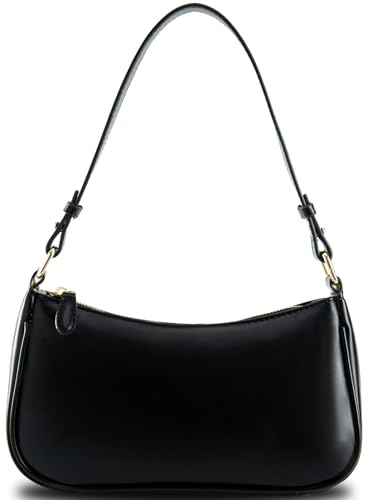 Crescent Shoulder Bag for Women Trendy Tote Handbag Purse Vegan Leather Clutch Handbag with 2 Removable Straps (black)