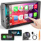 Kabelloses 7-Zoll-Doppel-DIN-Autoradio mit Carplay Android Auto-Touchscreen, Auto-Audio-Receiver-Headunit, Bluetooth 5.3, Rückfahrkamera, FM/AM/RDS, SWC, Mirrorlink, Ladefunktion