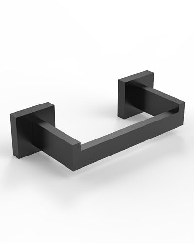 WZRUA Black Toilet Roll Holder Wall Mounted, SUS304 Stainless Steel Toilet Paper Holder, Double Post Pivoting Roll Holder for Bathroom, Washroom and Toilet