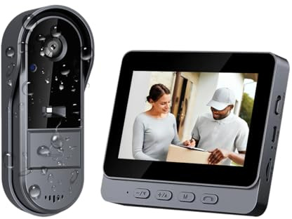 TKMARS Doorbell Camera Wireless No Subscription 1080P, Waterproof Door Bell Camera with Monitor Screen Free Storage NO WiFi and APP Needed, Video Intercom Two-Way Audio, 170° View Angle,Night Vision