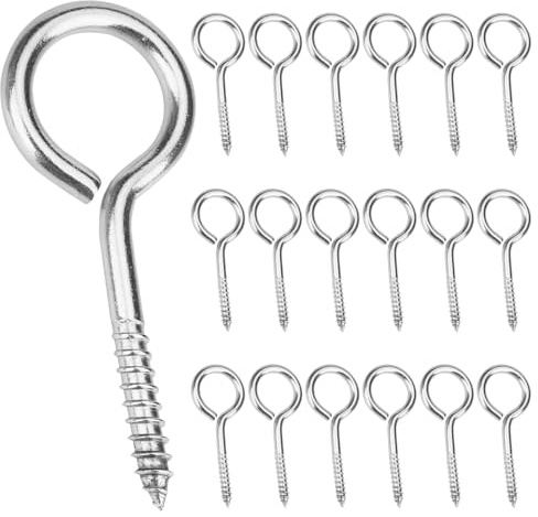 20 Pcs Heavy Duty Screw Eye Hooks, 2.5 Inch Stainless Steel Eye Bolts Rust Resistant Metal Screw-in Hook for Wood, Securing Cables, Hanging Lights, Indoor & Outdoor Use M5 x 65