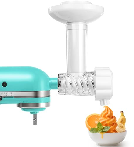 Frozen Fruit Ice Cream Attachment for Kitchenaid Stand Mixer, Dairy-Free Sorbet Gelato Maker, Dessert and Soft Serve Frozen Yogurt - Healthy Dessert Fruit Soft Serve Maker