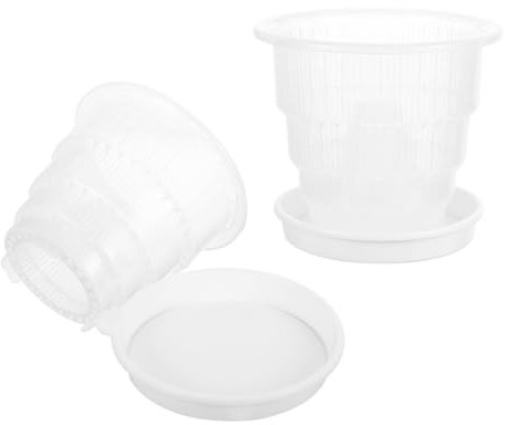 Yardenfun 1 Set Vasi Per Orchidee in : Fioriera Trasparente Con Fori E Sottovasi - Fioriere Traspiranti Con Fessure Per Orchidee E Piante - Vasi Trasparenti