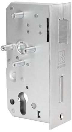 INTRA-TEC Ersatzschloss für Anschweißkästen – für 60er Rohr, Dorn 60 mm, Entfernung 72 mm, DIN L/R, Edelstahl-Stulpe 53 × 166 mm, PZ für Profilzylinder