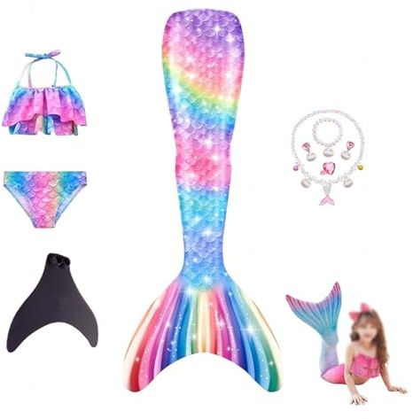 Generisch 5er-Packung Sommerkleidung Mit Ozean-Glitzer-Dekoration Cosplay 𝐁adeanzug 𝐊inder,A-130