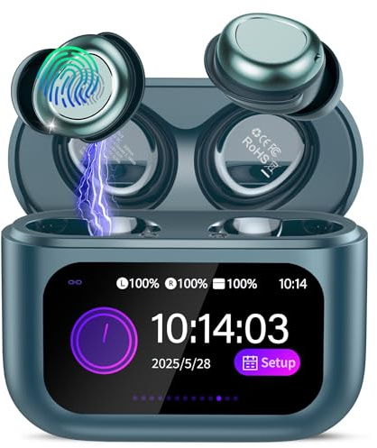 ZYHKON Cuffie Bluetooth, Auricolari Bluetooth 5.4 In-Ear per Dormire con Touchscreen, 7H di Riproduzione, Mini Auricolari con Suono HiFi/5 Modalità EQ/ENC Cancellazione Rumore, Blu