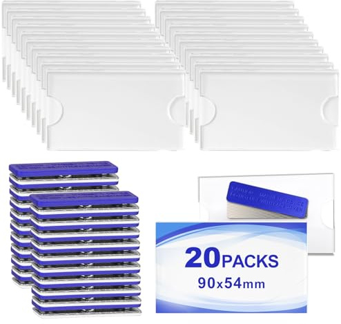 JurciCat Namensschilder magnet 90 x 54mm 20 Stück namensschilder für kleidung Mit 3-Punkt Selbstklebende Magnet Namen einfügen und anstecken