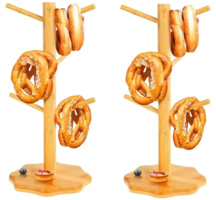 Generisch 2PCS Baumförmiges 6 Arme Brezelständer, 33 Cm Brezelständer Holz, Polierte Oberfläche, Glatt Und Gratfrei, Geeignet Für Restaurants, Cafés, Bars Und Küchen Zu Hause