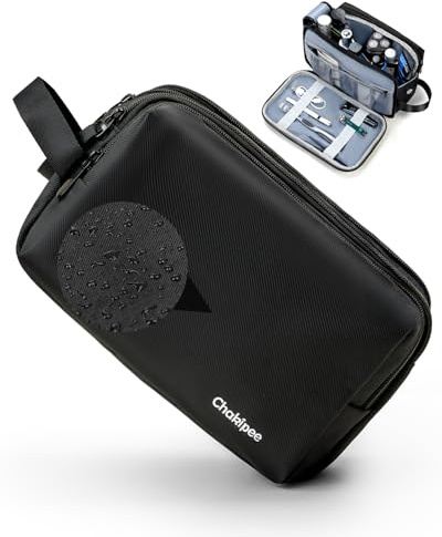 Chakipee Neceser Hombre para Viaje, Bolsa de Aseo Hombre Mujer Maquillaje Impermeable Bolsas de Afeitado Grande Neceser Makeup Bag para Accesorios de Tocador (Negro, Grande)