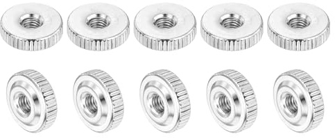 QUARKZMAN 10 Piezas De Tuercas De Mano Estriadas M5, Tuercas De Cabeza Plana Estriadas De Acero Al Carbono Para Agujeros Pasantes, Ajuste De Bloqueo, Color Plateado