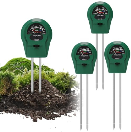 LYPPUL 4 Stück Bodentester, 3 in 1 Feuchtigkeitsmesser für Pflanzen | Boden Feuchtigkeitsmessgerät, Feuchtigkeitsmesser Pflanzens, ph messgerät Erde für pflanzenerde Garten Bauernhof Rasen