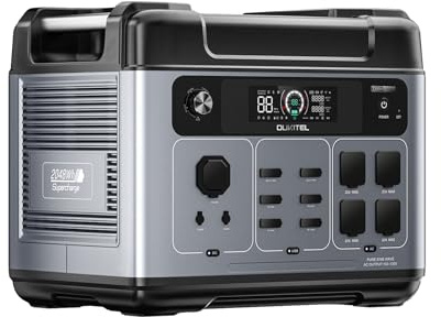 OUKITEL 3200W (6400 Pico) Estación de Energía Portátil P2001E Pro, 2048Wh Generador Solar, 4 tomas CA 3200W, APP, 16 Puertos, Batería LiFePO4, Power Station para Camping, Caravana y Emergencias