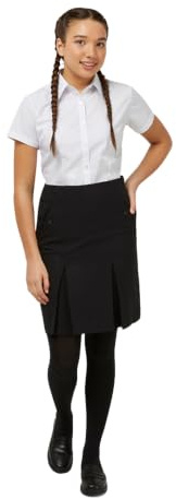 Trutex Senior Twin Pleated Comfort Bi-Stretch School Skirt (10-16+ Years) School Uniform (30 Waist, 20 Length, Black)