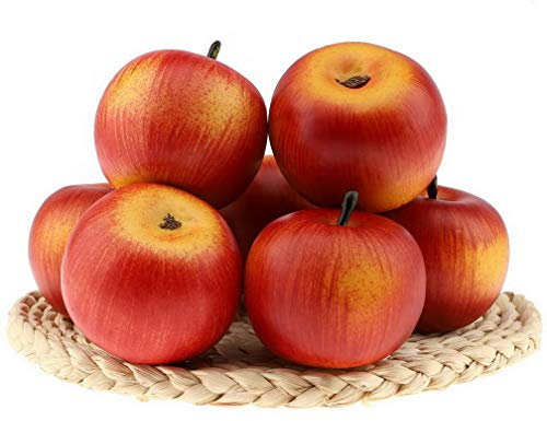 Gresorth 6 Stück Lebensechte Künstliche Rot Apfel Faux Gefälschte Apfels Früchte Obst Deko