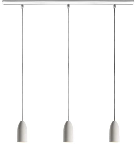 Buchenbusch urban design Pendelleuchte 3-flammig light edition, Beton Deckenlampe hängend mit Textilkabel Grau, Esszimmerlampe Hängeleuchte