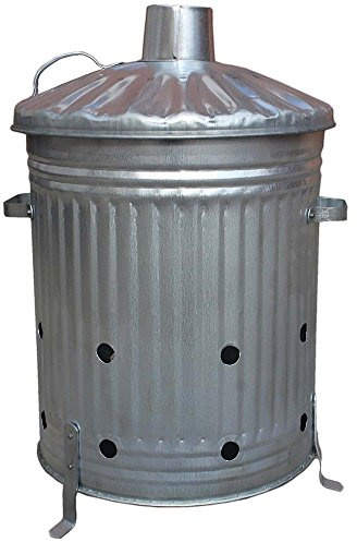 60 LITER Metal Galvanised Garden Incinerator Fire Bin Burning Leaves Paper Wood Rubbish Dustbin Made In U. K. (60L INC Only)