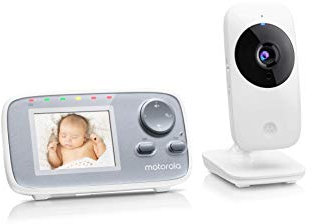 Motorola Nursery MBP 482 Video Baby Monitor - Telecamera Baby Monitor con Zoom - Display a colori da 2.4 pollici - Visione Notturna a Infrarossi e 300 Metri di Portata - Bianco