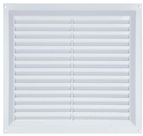 Lamellen-Lüftungsgitter aus PVC, 225 mm x 225 mm, festes Kunststoffgitter mit Fliegengitter und Luftstromabdeckung, zum Abdecken von Ziegeln, Wänden, Türen, geeignet für den Innen- und Außenbereich,