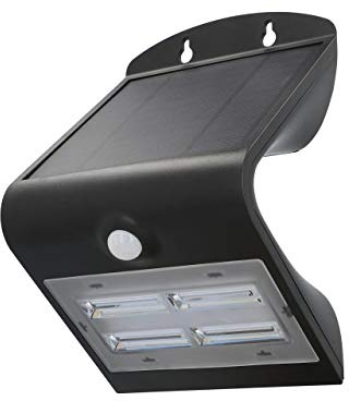 Unitec Lámpara de pared solar LED con detector de movimiento de 120°, 3,2 W, 400 lúmenes, 4000 K, IP65, color negro, 30925