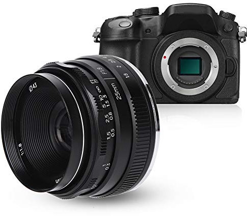 Goshyda Lente de Retrato Gran Angular pequeña de 25 mm F1.8 M4/3 de Montaje Grande para cámara Olympus Micro 4/3 para E-M5 para E-M5 Mark II