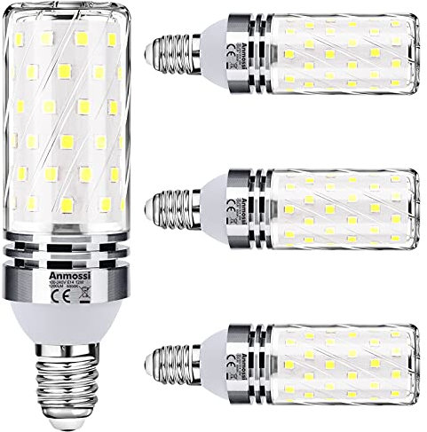Anmossi Bombilla LED E14,Blanco Frío 6000K,1200Lm,12W E14 Maíz Bombilla,Equivalente Bombillas Incandescente 100W,No Regulables,Bombilla LED Roscada Fina,4 unidades