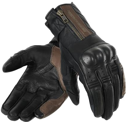 REBELHORN Hunter Lady Guantes de Moto Mujer | Cuero | Protectores de Nudillos | Perforación de la Zona de los Dedos | Diseño Anatómico | Almohadillas Compatibles con Pantalla Táctil | Tallas hasta XL
