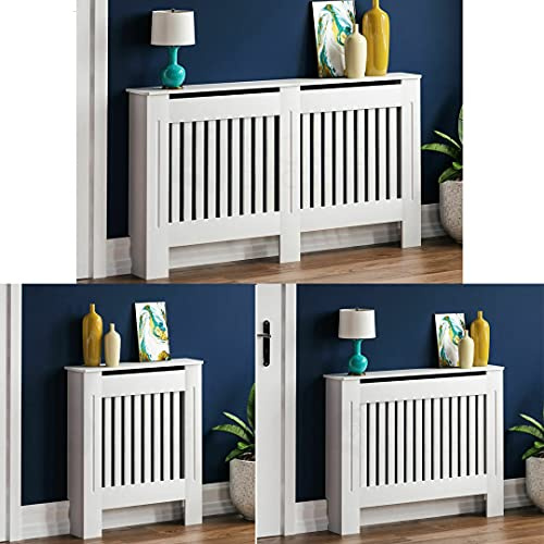 DayPlus Radiator Cover Small Size Cabinet Heating Covers, Wooden Radiator Cover, White Painted MDF Cabinet Heater Cover Easy Assembly for Living Room Bedroom Hallway Cabinet 78 ×19×81cm(L×W×H)