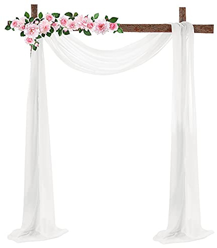 RESOYE Stoff für Hochzeitsbögen, 68 x 54,6 cm, weißer Chiffonstoff, für Hochzeitsfeier, Zeremonie, Bühnendekoration