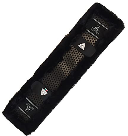Acavallo - Gel Sattelgurtschoner mit ECO- Wolle klassisch, schwarz/schwarz AC-594, Größe:S