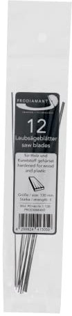 PRODIAMANT Lama per sega a traforo misura 1 fine, per legno e plastica, 12 pezzi, 130 mm, Made in Germany