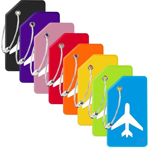 8 Pack Silicone Luggage Tags for Suitcases, TSA Approved, Privacy Protection Suitcase Bag Tag with Stainless Loop, Plane Travel Essentials by Gostwo, Mixed Color