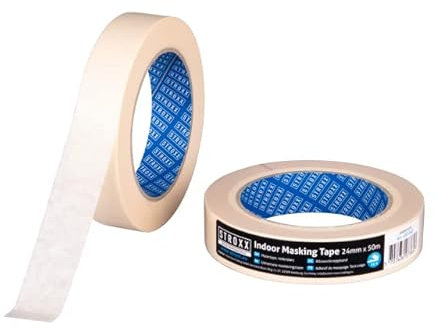 STROXX® 6x Maler Kreppband 24mm x 50m |cremeweiß| Universal | Abklebeband | Vielseitiges Klebeband für Malerarbeiten | hinterlässt keine Rückstände auf Oberflächen (6)