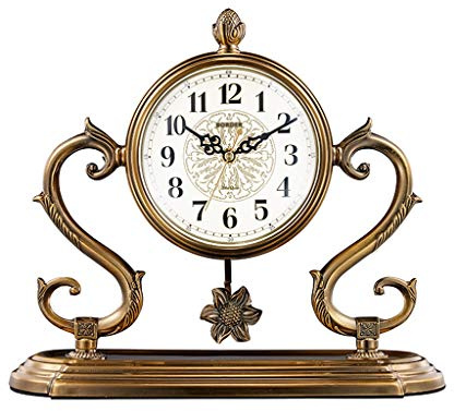 Saturey Tischuhren Schreibtischuhr Wohnzimmer Home Desktopuhr Pendeluhr Desktop Schreibtischuhr European Uhr Ornamente Schlafzimmer Retro Nachttischuhr Deko Uhren (Size : A)