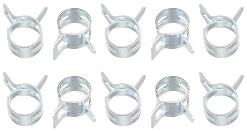 sourcing map 10pcs 10mm Spring Band Type Action Fuel/Silicone Vacuum Hose Pipe Clamp Low Pressure Air Clip Clamp, Zinc Plated