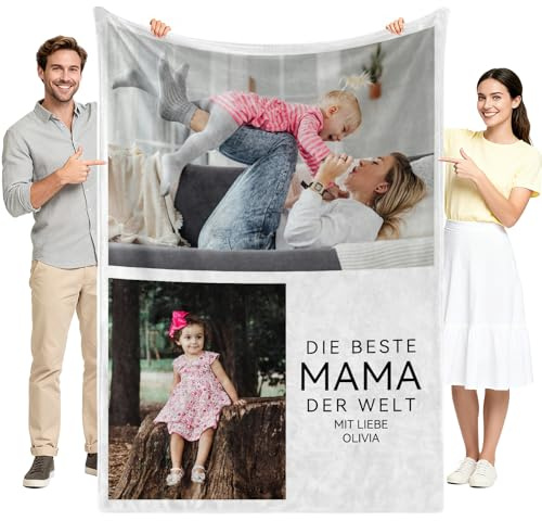 Greysky Personalisierte Decke mit Foto, Personalisierte Decken, Personalisierte Kuscheldecke mit Foto, Personalisierte Foto Decke, Personalisierte Geschenke Frauen, Geburtstagsgeschenk für Mama