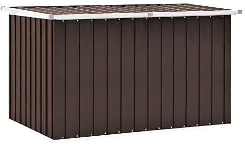FIRBNUS Baule Da Giardino Contenitore Esterno Grande Marrone 149x99x93 cm - Cassapanca Panca in Acciaio Zincato e Plastica
