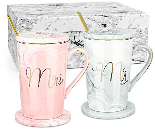 Mr & Mrs - Set di tazze da caffè, regalo per coppia di spose, per matrimonio, fidanzamento, matrimonio, matrimonio, matrimonio, matrimonio, matrimonio, matrimonio, matrimonio, sposa e sposo