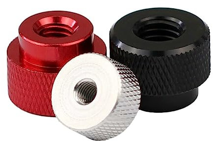 5 Stück Durchgangslochmutter M5 M6 M8 M10 Aluminiumlegierung Rändelmuttern Dünne/hohe Typen Handgriffknopf Stufenmutter, Silber, M5x16x12mm