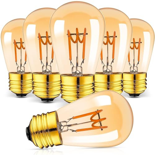 Century Light E27 Dimmbar Vintage LED Glühbirne, 3W 150lumen Bernsteinfarbene Edison LED-Lampen Ersetzt 30Watt Glühlampen, 2200K warmweiße Leuchtmittel,CRI>90+,pack von 6