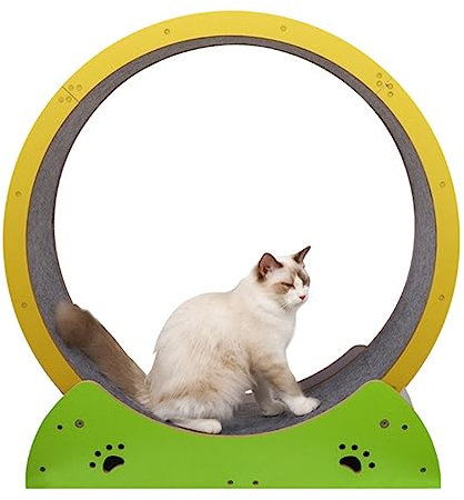 oiakus Haustier-Katzenlaufrad-Laufband, Katzenlaufband, Katzen-Klettergerüst, Holz-Übungsrad, Heimtierbedarf für Alles, was mit Laufen, Spinnen, Kratzen, Klettern zu tun hat