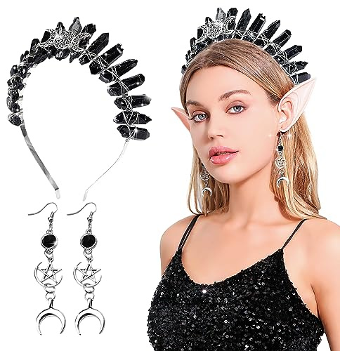 LaVenty Mond Elfenohren Haarband Festival Haarschmuck Witch Kostüm Krone Elf Halo Gothic Accessoires Headpiece