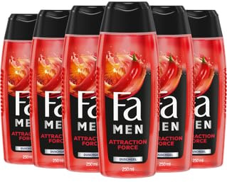 Fa Men 2in1 Körper & Haar Duschgel Attraction Force mit erfrischendem Duft von Bergamotte & Limette, 6x 250 ml