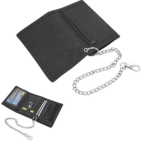 CTDMJ - Cartera RFID para niños con cadenas, cierre de cremallera, triple monedero, bolsa de pecho para niños