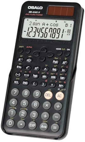 OSALO Wissenschaftlicher Taschenrechner 240 Funktionen 2-zeiliges Display Solar Batterie Rechner Statistik für Mittelstufe Schule Hochschule Studenten (OS 82MS 2nd Edition)