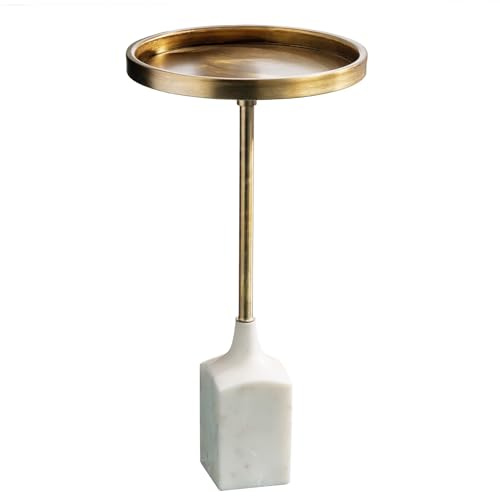 Beistelltisch TRAYFUL 30cm - gold weiß - Metall - robust Couchtisch | Handgefertigt, hochwertig, minimalistischer Stil, Eyecatcher, Marmorfuß, 40 kg Belastbarkeit