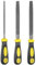 QUARKZMAN Juego de 3 Limas de Metal de 6 de Acero al Carbono de Doble Corte Medio, Plana Redonda y Media Caña con Mango de Plástico para Desbarbar y Eliminar Material