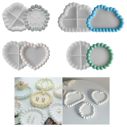 4er Set Silikon Untersetzer Formen für DIY – Herz, Hexagon, Wolke, Kreis – Spülmaschinenfest, Robust, Ideal für Resin, Geschenke (Weihnachten, Valentinstag)