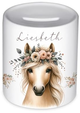 Manufaktur Liebevoll Pony Spardose personalisiert Taufe Geschenk Geburt Babygeschenk Personalisierte Kinder Spardose Pferd Baby Mädchen Sparschwein Geldgeschenk (Pony)